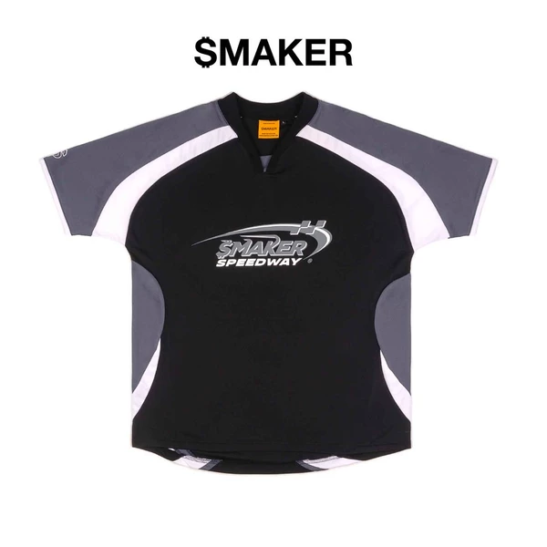 [SMAKER] Áo thun unisex vải mè màu xám đen - $MAKER SPEEDWAY SOCCER JERSEY IN BLACK/GREY