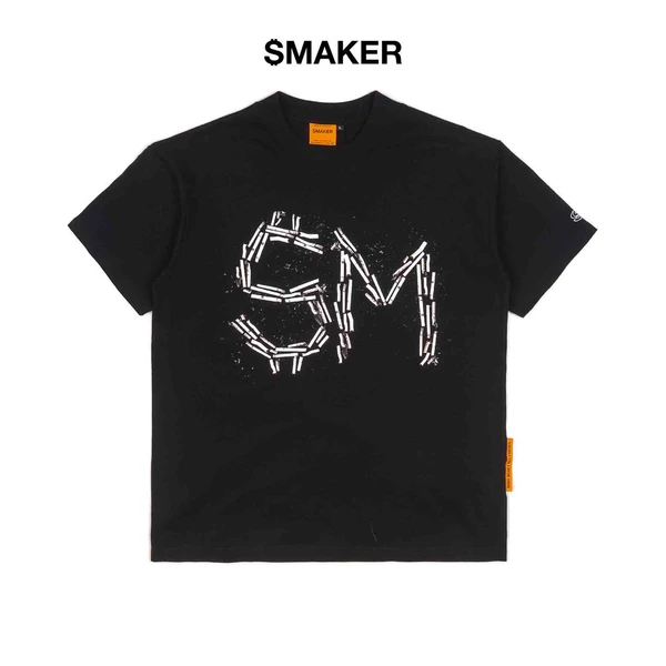 [SMAKER] Áo thun 100% cotton in hình màu đen - CIGAR LOGO TEE IN BLACK