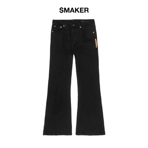 [SMAKER] Quần jean denim đen trơn dài ống loe - FLARE JEANS IN BLACK