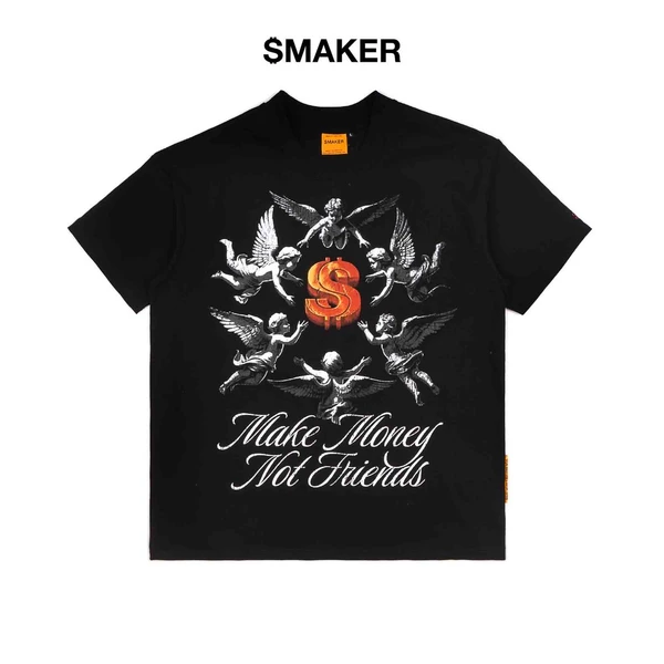 [SMAKER] Áo thun 100% cotton in hình thiên thần màu đen -  MMNF ANGELS TEE IN BLACK