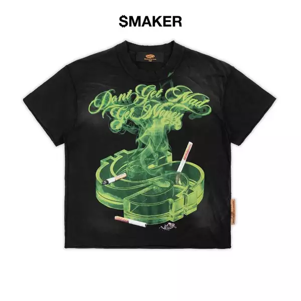 [SMAKER] Áo thun 100% cotton washed màu đen form dáng slim fit in hình tàn thuốc - LOGO ASHTRAY WASHED TEE IN BLACK