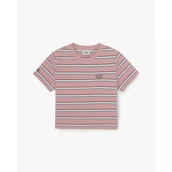 MLB - Áo croptop nữ cổ tròn tay ngắn Sportive Striped_3FTSV0363-07PKL