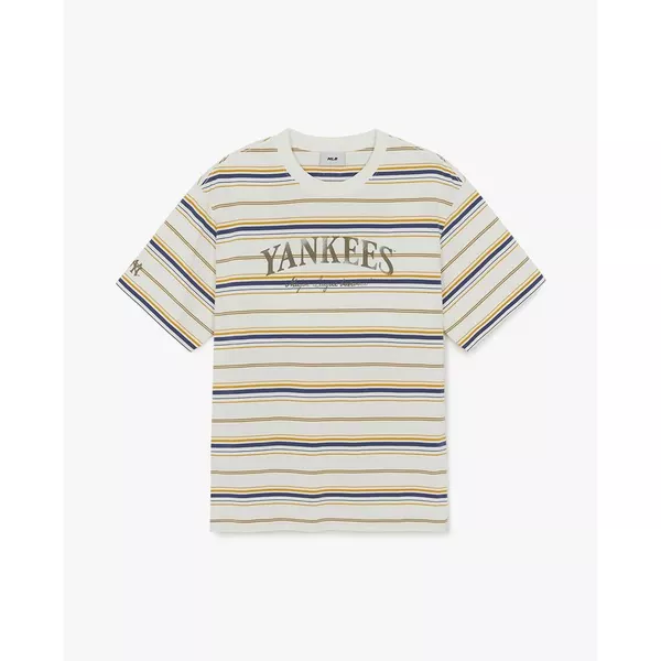 MLB - Áo thun unisex cổ tròn tay ngắn kẻ sọc Sporty_3ATSV0463-50IVS