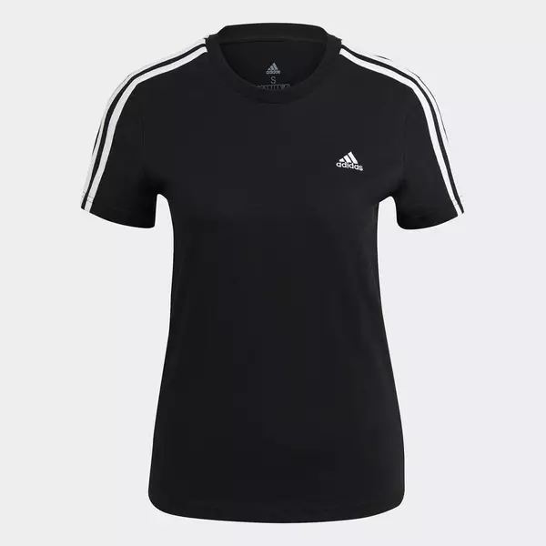 adidas Phong cách sống Áo thun 3 Sọc ôm sát Essentials Nữ Đen GL0784