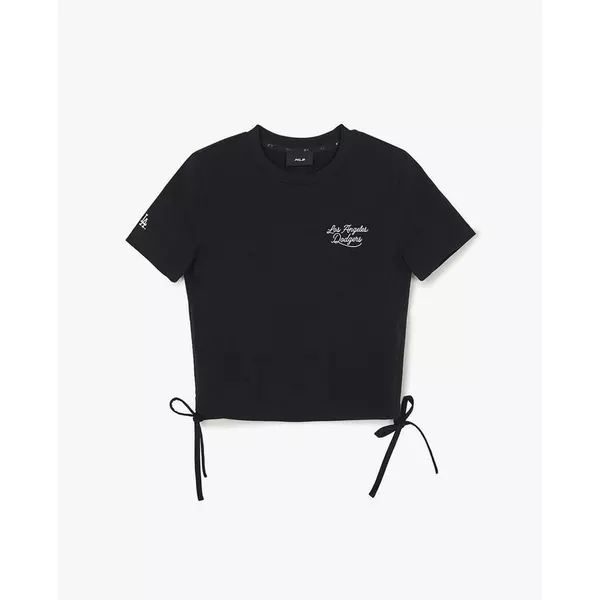 MLB - Áo croptop nữ tay ngắn phối dây rút Varsity_3FTSV5363-07BKS