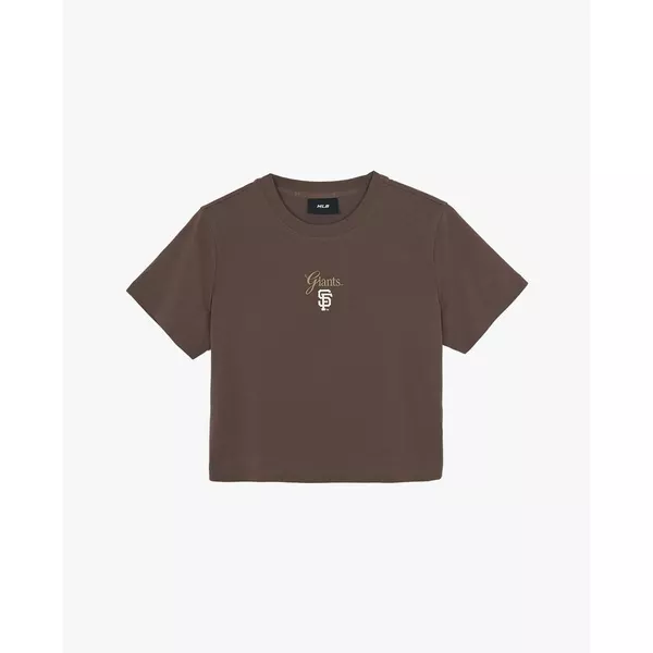 MLB - Áo croptop nữ cổ tròn tay ngắn Sheriff Logo_3FTSB8463-14BRS