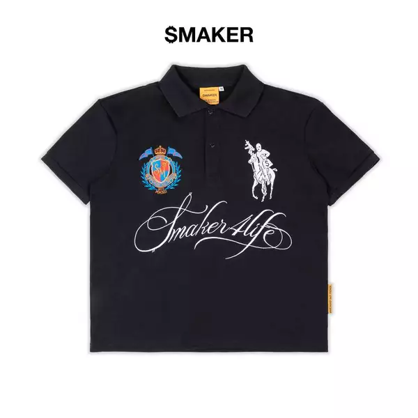 [SMAKER] Áo thun polo 100% cotton màu đen - $4L POLO IN BLACK
