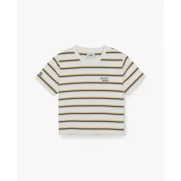 MLB - Áo croptop nữ cổ tròn tay ngắn Sportive Striped_3FTSV0363-50IVD