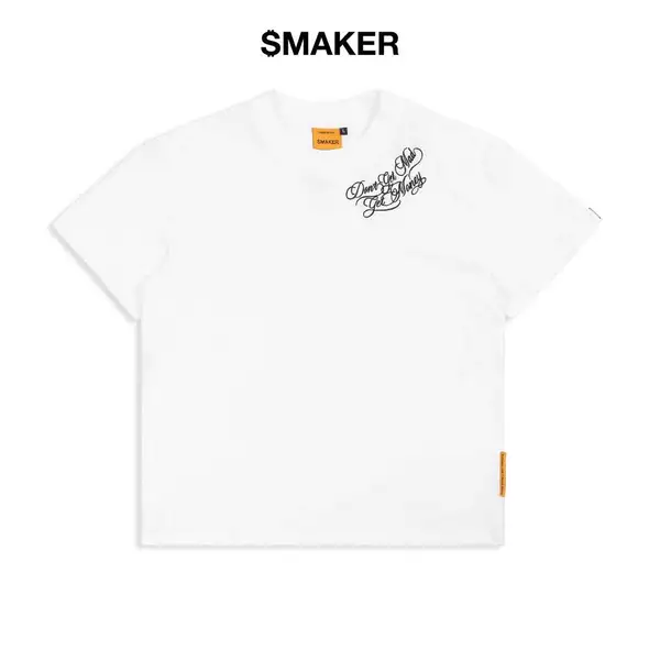 [SMAKER] Áo thun 100% cotton màu trắng thêu hoạ tiết chữ đen - DON’T GET MAD EMBROIDERY TEE IN WHITE