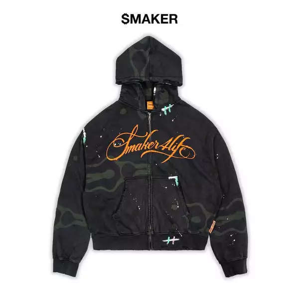 [SMAKER] Áo khoác kéo zip hoạ tiết lính 100% cotton có mũ form rộng - $4L HOODIE IN CAMO