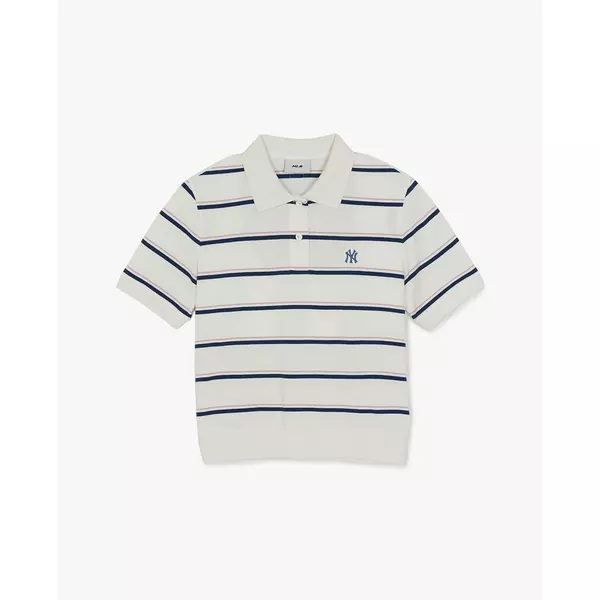 MLB - Áo polo nữ tay ngắn kẻ sọc Varsity_3FPQV0263-50IVS