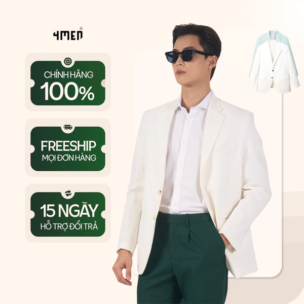 Áo Vest Nam Trơn Linen Form Regular 4MEN AV040 tôn dáng, vải mềm, thoáng mát, thanh lịch, sang trọng