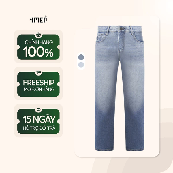 Quần Jean Nam 4MEN QJ099 Thêu Mỏ Neo Form Straight, Quần bò ống đứng basic, năng động trẻ trung
