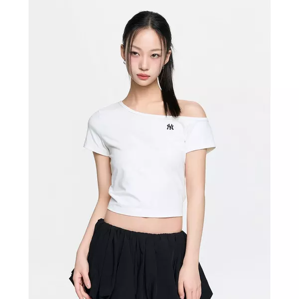 MLB - Áo trễ vai nữ tay ngắn phom croptop Basic_3FTSB0563-50CRS