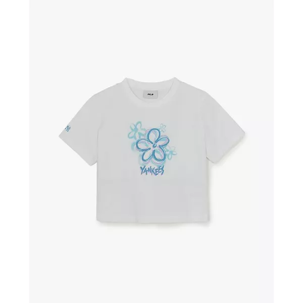 MLB - Áo croptop nữ cổ tròn tay ngắn Flower Graphic_3FTSF0163-50WHS