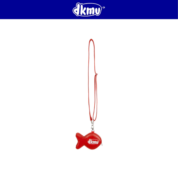 Túi ví nữ có dây đeo hình Cá DKMV da kháng nước màu đỏ in logo phối khóa hình Cá đáng yêu Fishy Pouch | K-B37-DO