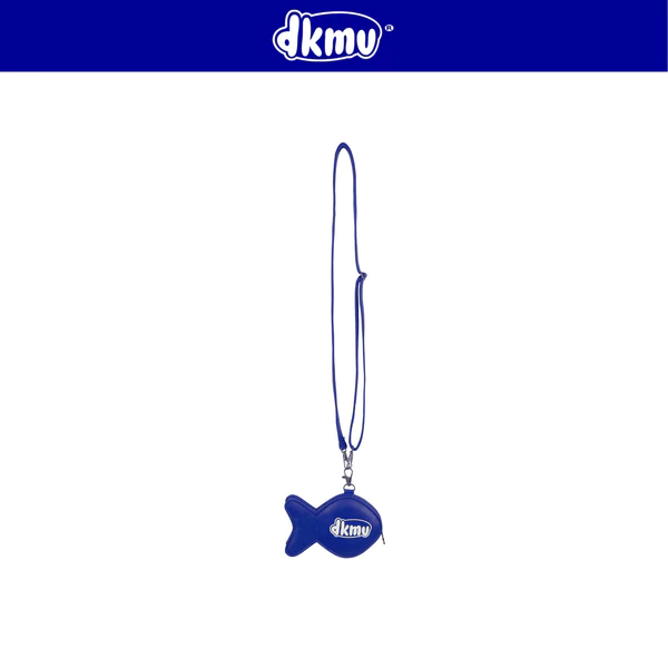 Túi ví nữ có dây đeo hình Cá DKMV da kháng nước màu xanh biển in logo phối khóa hình Cá đáng yêu Fishy Pouch | K-B37-XB