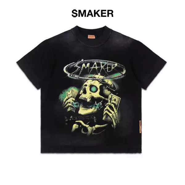 [SMAKER] Áo thun 100% cotton màu đen - MONEY CALL WASHED TEE IN BLACK