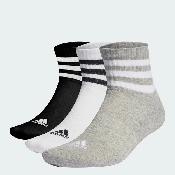 adidas Phong cách sống Bộ 3 Đôi Tất Cổ Thấp Lót Đệm 3 Sọc Sportswear Unisex Xám IC1318