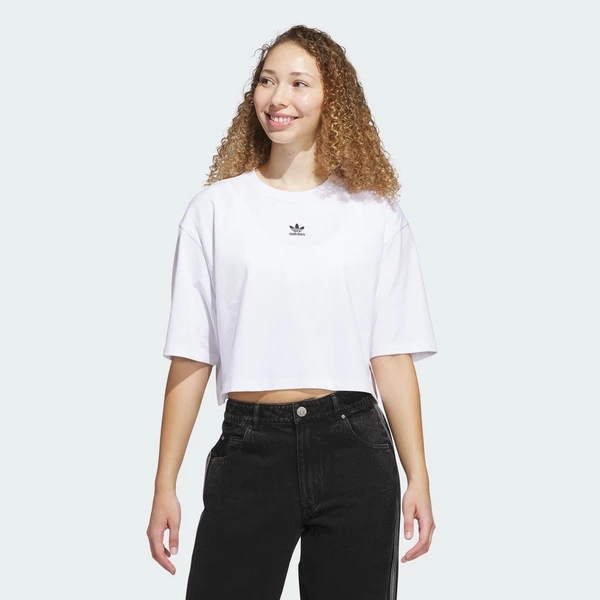 adidas Phong cách sống Áo Thun Lửng Essentials Nữ trắng JJ3385