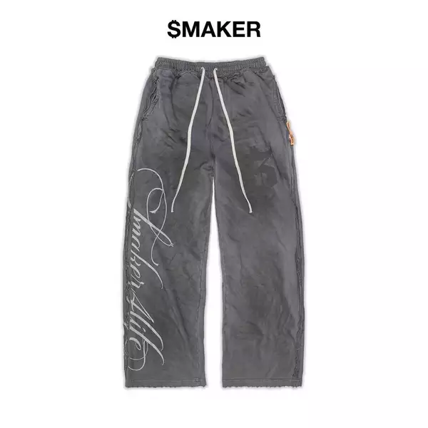 [SMAKER] Quần dài màu xám 100% cotton - $MAKER4LIFE WASHED PANTS IN GREY