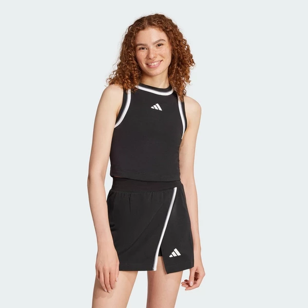 adidas Lifestyle Essentials Color-Pop Cotton Crop Tank Top Women Black JG4180