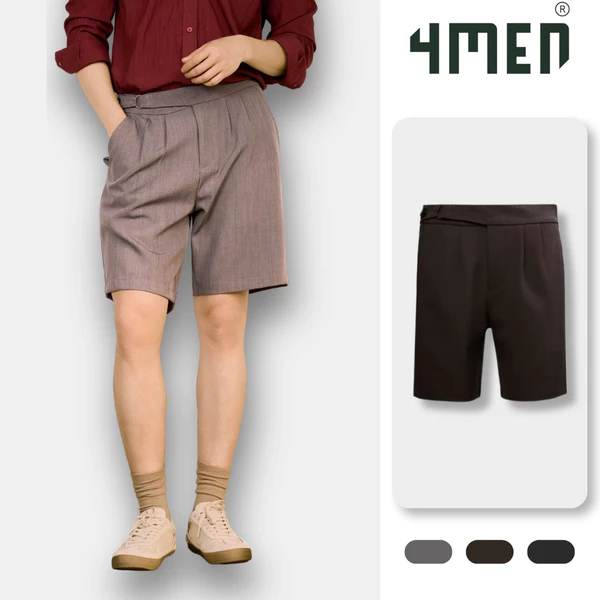 Quần Short Nam Sidetab Trơn Form Straight 4MEN QS083 trơn, mềm mại, co giãn nhẹ, dễ mặc dễ phối