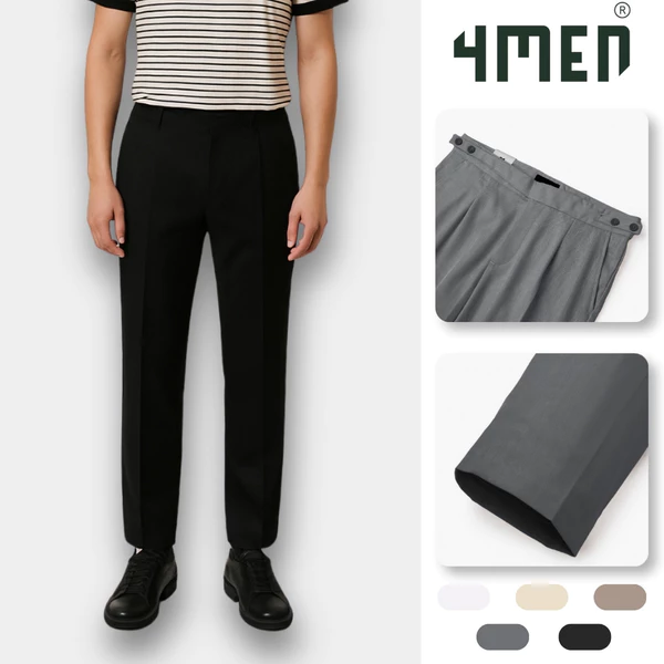 Quần tây nam công sở sidetab 2 bên 4MEN QT067 vải co giãn cao cấp, form slimfit ôm cạp cao Hàn Quốc