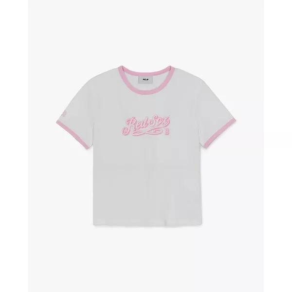 MLB - Áo croptop nữ cổ tròn tay ngắn Lettering_3FTSV5063-43WHS