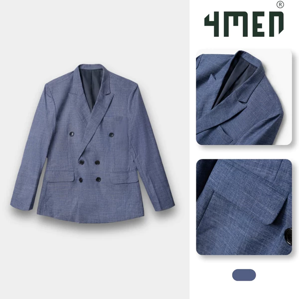 Áo Vest cổ V Dài Tay 3 hàng nút linen 4MEN AV1137 form slimfit tôn dáng, sang trọng, lịch lãm