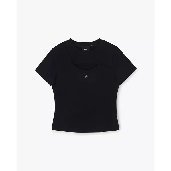MLB - Áo thun nữ cổ tròn tay ngắn cut out_3FTSB7163-07BKS