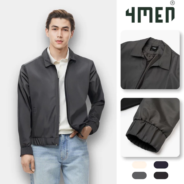 Áo khoác nam cổ bẻ 4MEN AK078, vải dù ép dày đẹp cao cấp may 2 lớp hạn chế thấm nước, cản gió, trẻ trung dễ mặc