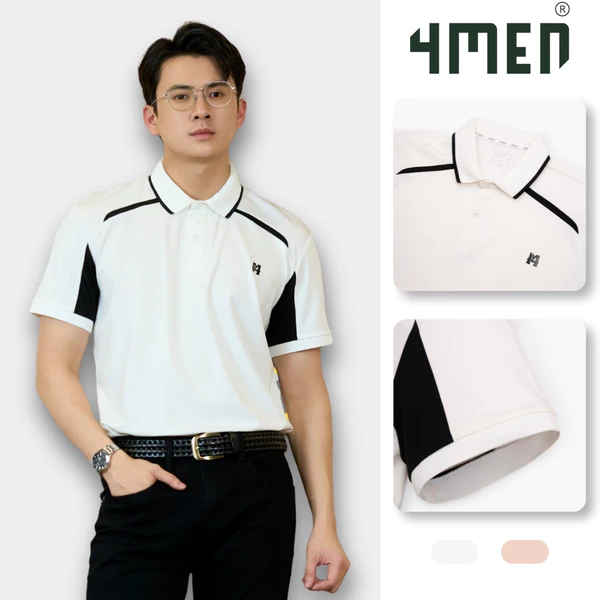 Áo Polo Rayon Rã Phối In Logo M Form Regular 4MEN PO163 vải mềm mịn, thoáng mát, thoải mái