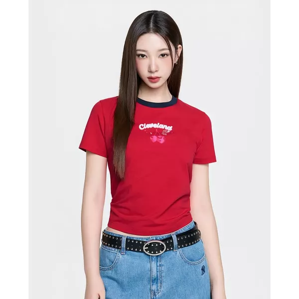 MLB - Áo croptop nữ cổ tròn tay ngắn Summer Fruits_3FTSN6363-45RDN