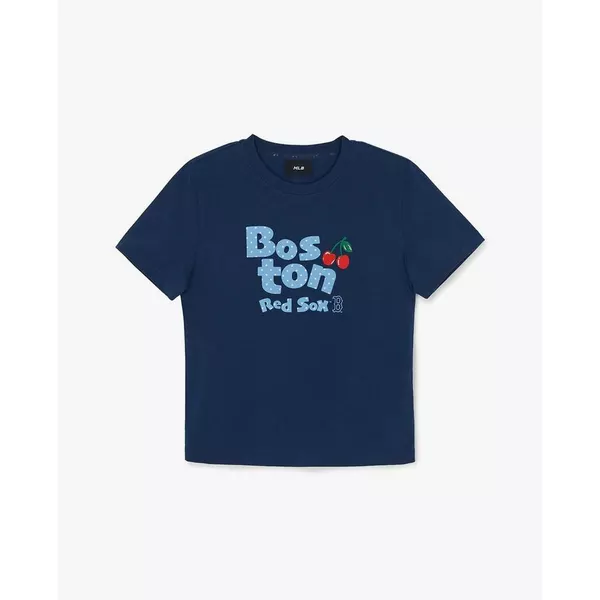 MLB - Áo croptop nữ cổ tròn tay ngắn Letter Cherry_3FTSN6963-43NYD