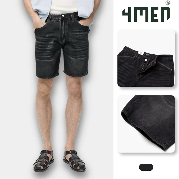 Quần Short Jean Thêu Logo Tròn 4M Premium Form Straight 4MEN QS075 trẻ trung, năng động, thoải mái