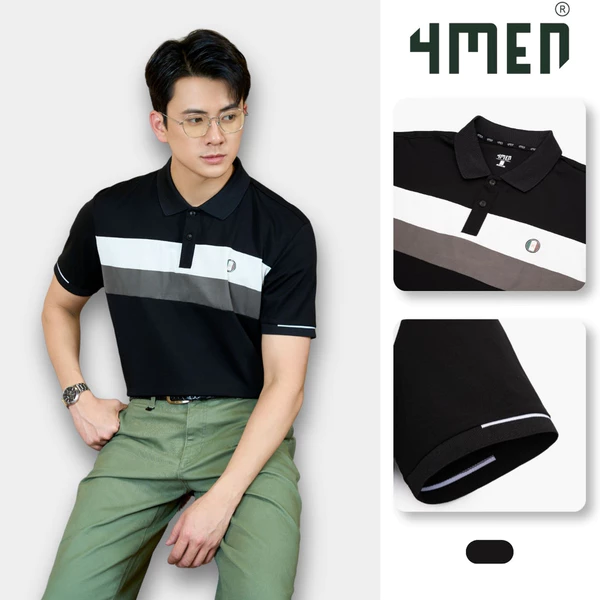 Áo Polo Rayon In Logo Tròn M Form Regular 4MEN PO164 cổ bẻ, vải mềm mịn, thoáng mát
