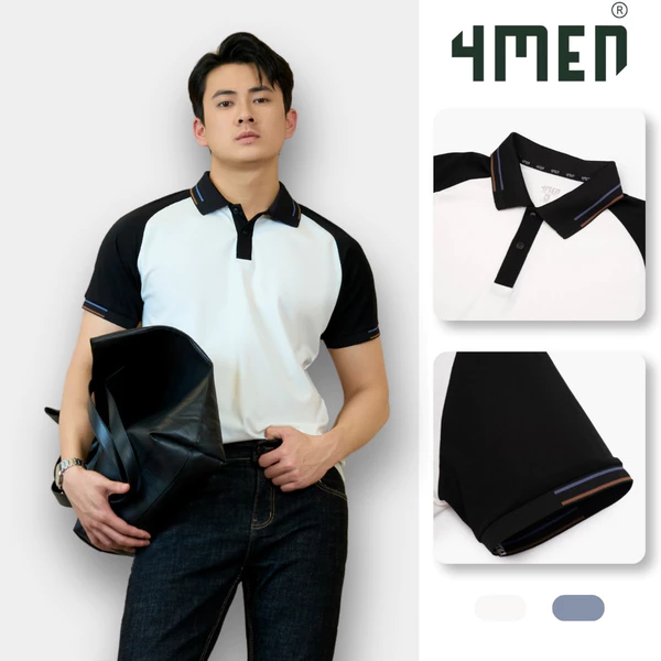Áo Polo Rayon Bo Sọc Form Slimfit 4MEN PO161 ôm body, vải mềm mịn, thấm hút mồ hôi, thoáng mát
