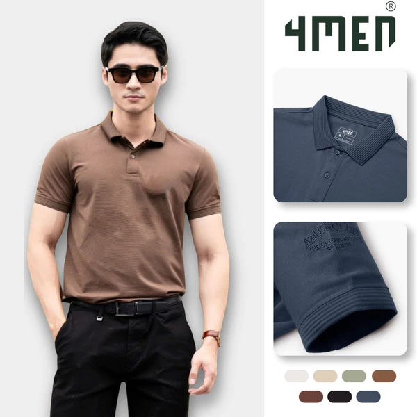 Áo thun polo nam trơn vải modal 4MEN PO138 form slimfit thun cá sấu đẹp cao cấp, mềm mát, ít nhăn, trẻ trung, nhiều màu