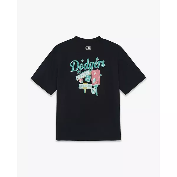 MLB - Áo thun unisex cổ tròn tay ngắn Colorful City_3ATSN7563-07BKS