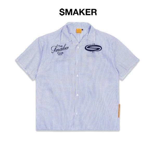 [SMAKER] Áo sơ mi trắng sọc xanh dương vải linen - IN SHAWTY WE DONT STRIPE SHIRT IN BLUE