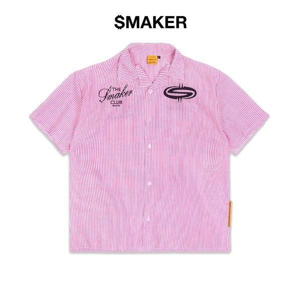 [SMAKER] Áo sơ mi trắng sọc hồng vải linen - IN SHAWTY WE DONT STRIPE SHIRT IN PINK