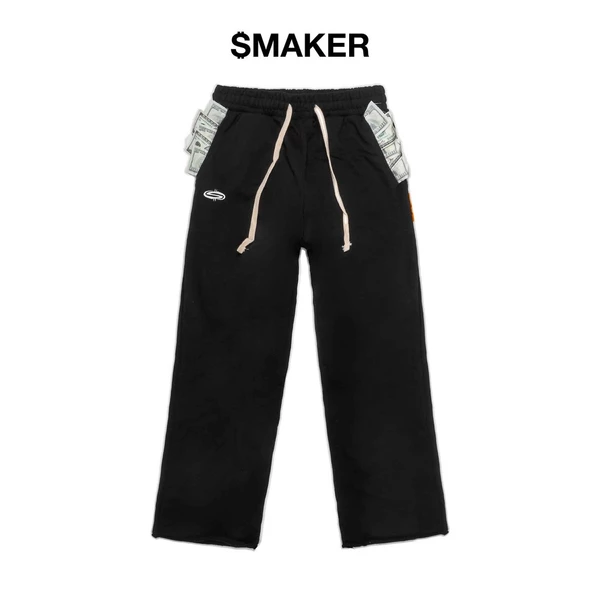 [SMAKER] Quần dài màu đen 100% cotton nỉ túi tiền - 2 POCKETS FULL SWEAT PANTS IN BLACK