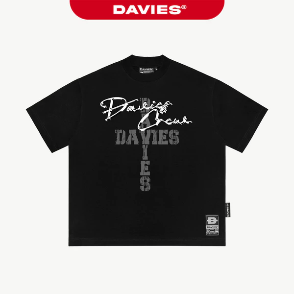 Áo thun nam nữ form rộng DAVIES thiết kế hình in chữ cách điệu đậm chất đường phố co giãn Revival Tee | D-T39