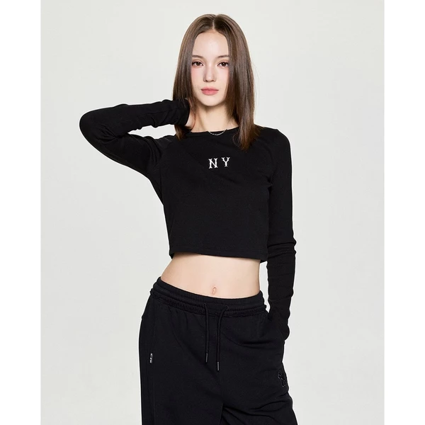 MLB - Áo croptop nữ cổ tròn tay dài Basic Coopers_3FTSB0354-50BKS