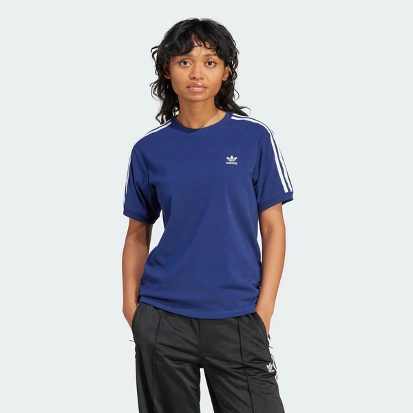 adidas Phong cách sống Áo Thun 3 Sọc Nữ Màu xanh da trời IR8053