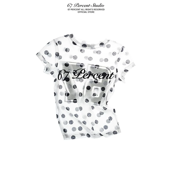 Áo Thun Họa Tiết Chấm Bi Vải Xuyên Thấu 67 PERCENT / 67% In Logo Form Baby Tee - KAWAKUBO BABY TEE