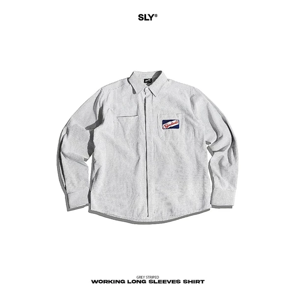 Áo Sơ mi tay dài Oxford SLY Working sọc xám