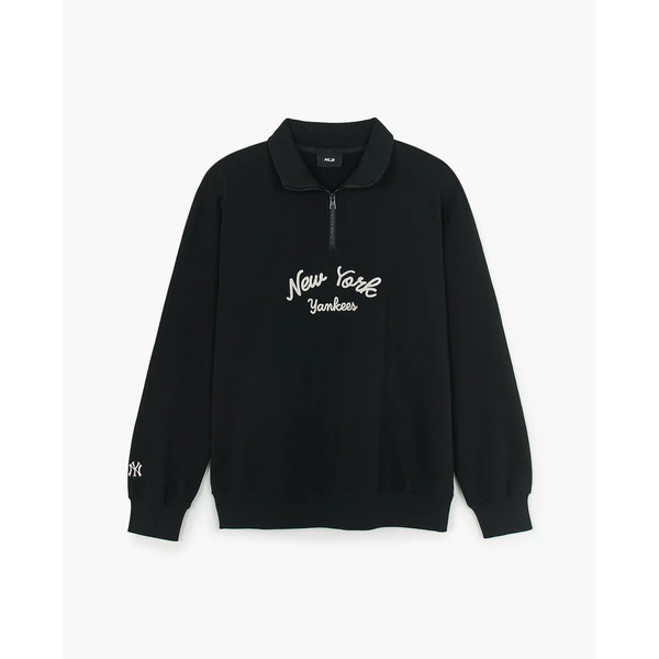MLB - Áo sweatshirt unisex cổ bẻ tay dài Basic Lettering_3AMTB3354-50BKS
