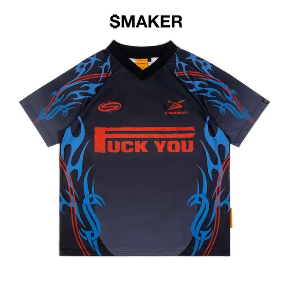 [SMAKER] Áo thun vải lưới mesh thoáng mát màu đen - F$$ YOU JERSEY IN BLACK
